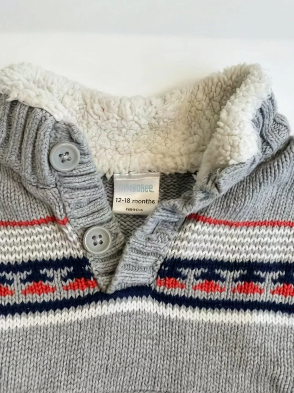 Gymboree Fair Isle Sherpa Collar Knit Sweater 12-18M
